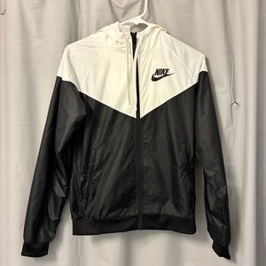 Nike Black and White Hooded Windbreaker Jacket